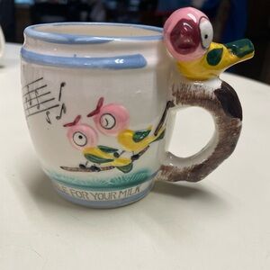 Vintage whistle for your milk mug with birds Ross products